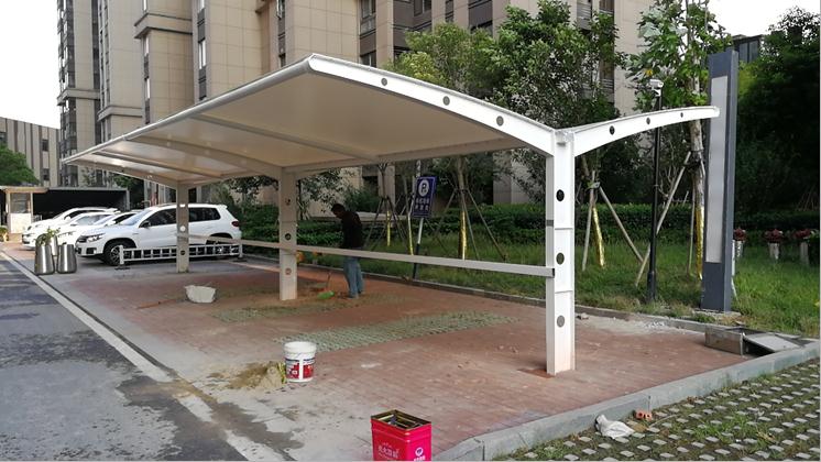T字型双挑膜结构停车棚-四里河城市之光项目